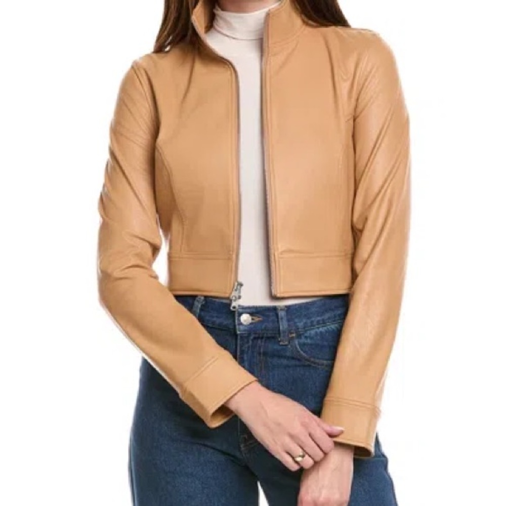NEW Commando Faux Leather Cropped Biker Jacket | Camel